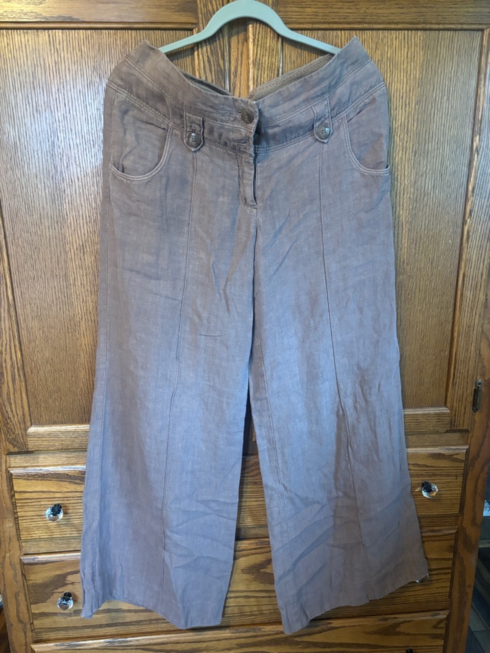 elevenses Taupe Wide-Leg Button-Front Pants
